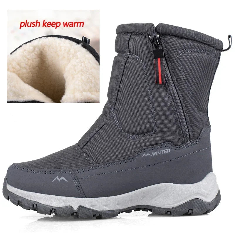 Men Boots 2023 Winter Shoes For Men Warm Snow Boots Mid-calf Men Warm Shoes Thick Plush Winter Boots For Men Women Cotton Shoes Leedoar