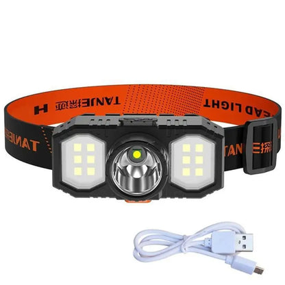 COB Headlamp Strong Light Super Bright Head-Mounted Flashlight Outdoor Rechargeable Night Fishing Light Leedoar