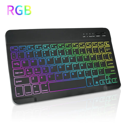 Combo de teclado e mouse RGB BT recarregável sem fio Bluetooth teclado e mouse conjunto de teclado e mouse com luz de fundo em russo e espanhol 