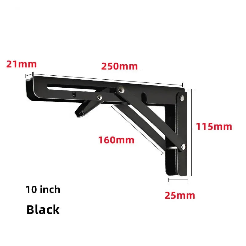 2pcs Heavy Duty Stainless Steel Folding Shelf Brackets Collapsible Wall Mounted L-Table Hinges for Bench & Table with Screws Leedoar