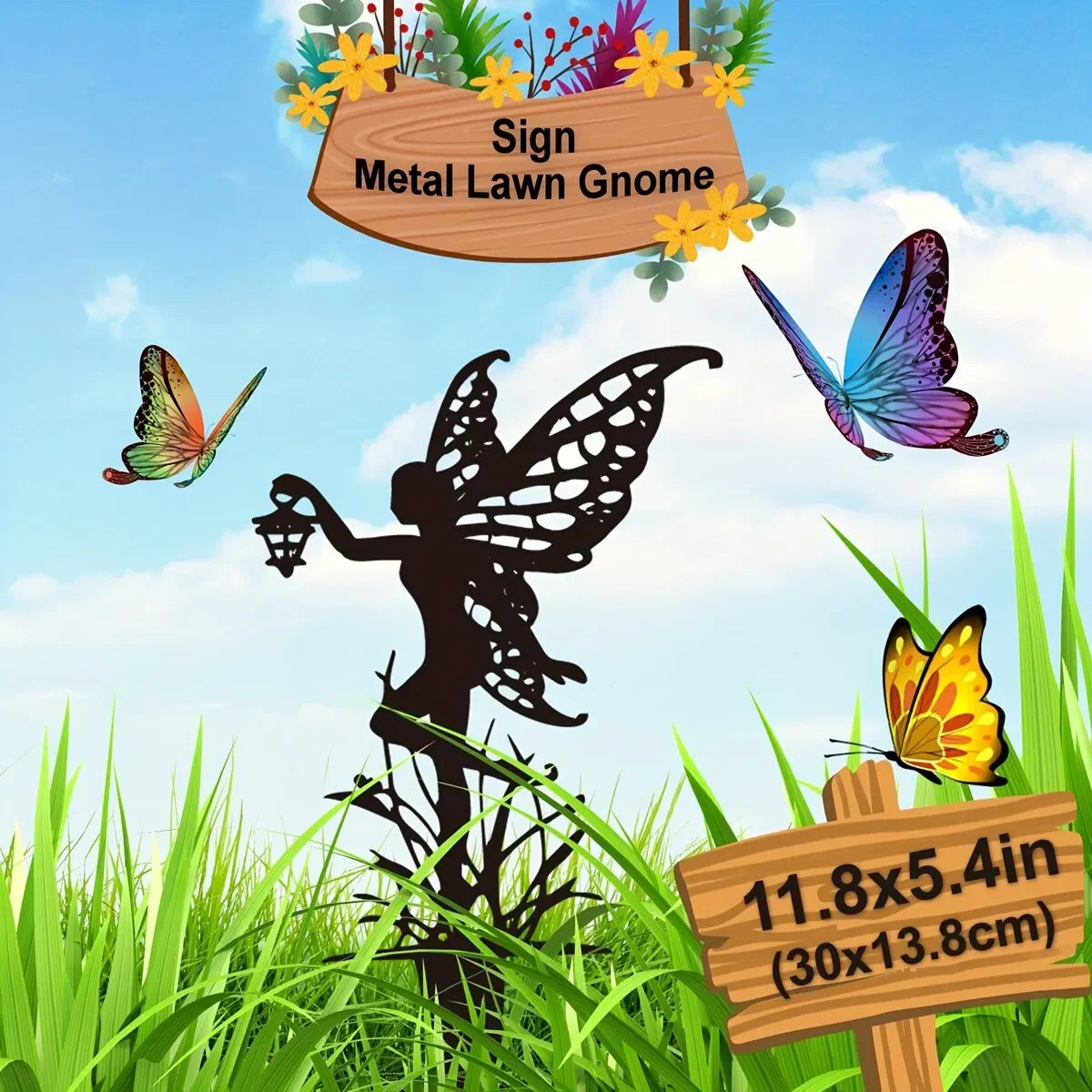 3PCS Metal Black Garden Elf Decoration Lawn Outdoor Park Courtyard Minimalist Decoration Accessories Leedoar