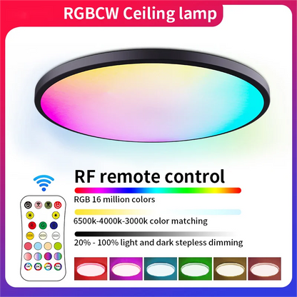 Nova lâmpada de teto RGBCW Full Color Dimming e ajuste de cor Intelligent Graffiti APP Bluetooth Voice Lâmpada de teto 