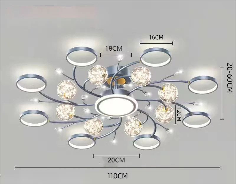 2023 New Blue Gray Nordic Pendant Light Living Room Light, Elegant, Luxury Ceiling Ceiling Light, Indoor Lighting Leedoar