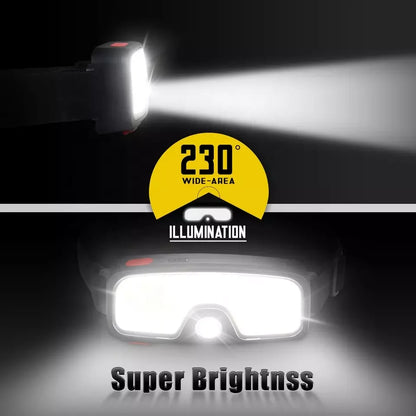 COB Headlamp Rechargeable Wide Beam LED Head Lamp 2 In 1 Long Distance Usb Rechargeable Waist Miner Led  Flashlight Leedoar