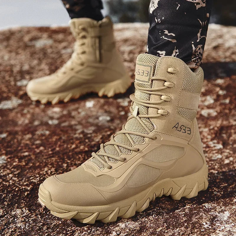 New Men High Quality Brand Military Leather Boots Special Force Tactical Desert Combat Men's Boots Outdoor Shoes Ankle Boots Leedoar