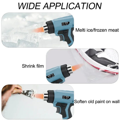 Pistola de calor portátil, pistola de calor eléctrica inalámbrica con 4 boquillas para Makita/Dewalt/Milwaukee/Bosch/Black Decker, batería de iones de litio de 18 V y 20 V