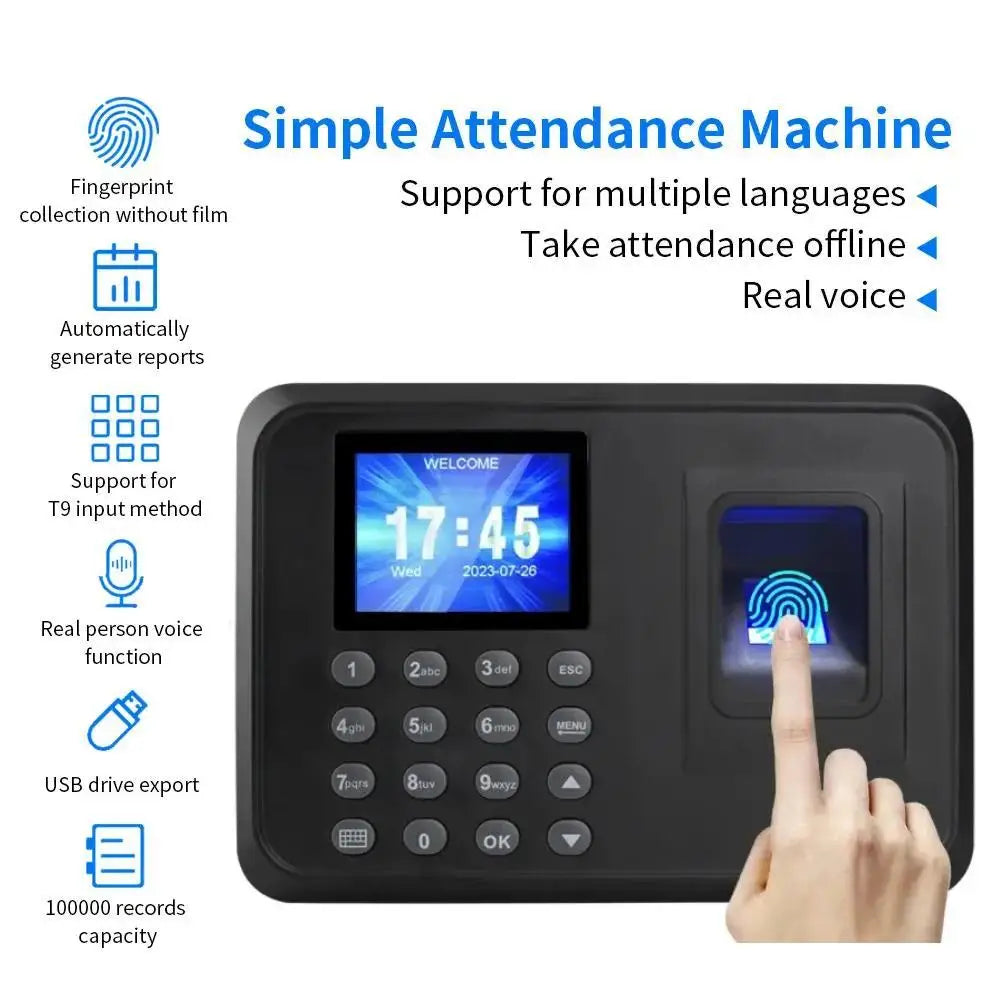 Dispositivo de registro de tiempo electrónico con teclado de empleado con huella dactilar y contraseña F01, máquina de gestión de datos USB