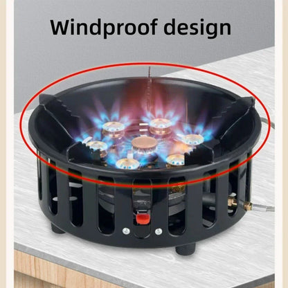 19800W Camping Stove 7-Core Strong Fire Power Portable Tourist Gas Burner Windproof Electronic ignition Outdoor Stoves Hiking Leedoar