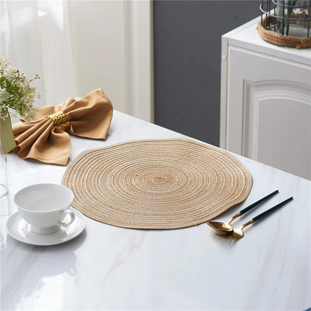 Place Mat Table Placemats For Table Mat Ramie Insulation Pad Placemats Linen Non Slip Table Mats Home Decoration Pad Coaster Leedoar