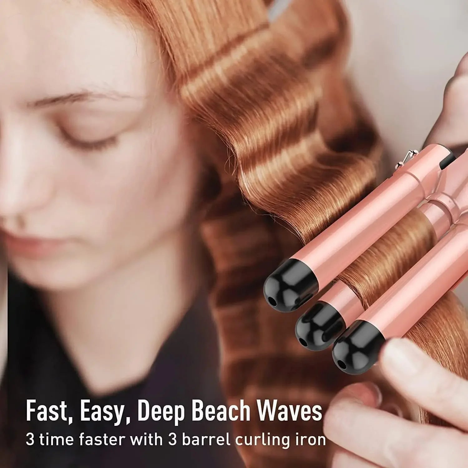 5 in 1 Curling Iron 3 Barrel Hair Crimper Iron Curling Wand Hair with Fast Heating Up Crimper Wand Curler for All Hair Types Leedoar