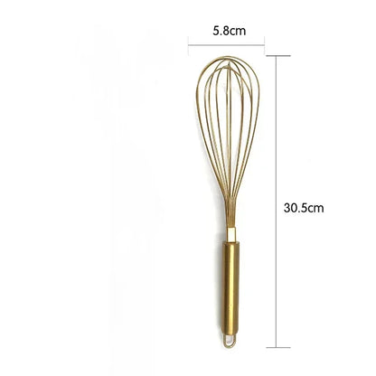 1Pcs Stainless Steel Egg Beater Gold Hand Whisk Egg Mixer Baking Cake Tool Baking Set Home Egg Tools Kitchen Accessories Leedoar