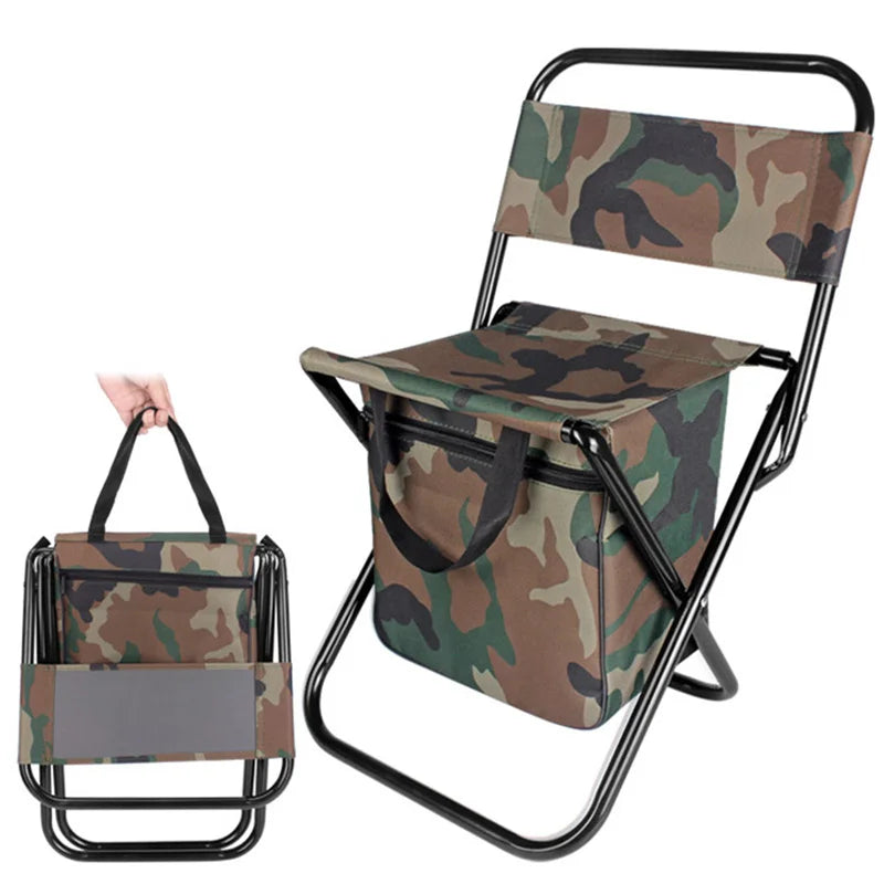 200kg Outdoor Folding Chair Large Weight Bearing Leisure Camp Ice Pack Chair with Storage Bag Backrest Insulation Fishing Chair Leedoar