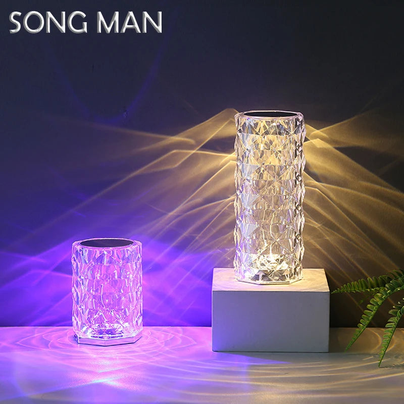 16 Colors LED Crystal Table Lamp Diamond Night Light Projector Rose Romantic Party Room Nightlight with RGB Controller SONG MAN Leedoar