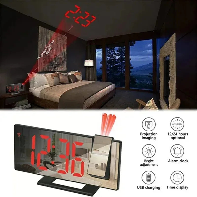 LED Digital Alarm Household Clock Projection Projector Ceiling Clock with Time Temperature Display Backlight Snooze Clock Leedoar