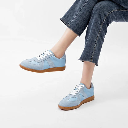 Women's Sneakers 2024 New Genuine Leather Ladies Moral Training Shoes Casual Spring Flat Shoes Women Leedoar