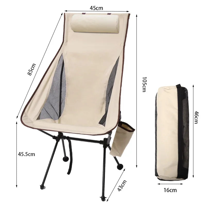 Silla plegable para acampar al aire libre, portátil, ensanchada, ultraligera, de aleación de aluminio, para ocio, playa, camping, pesca, silla transpirable