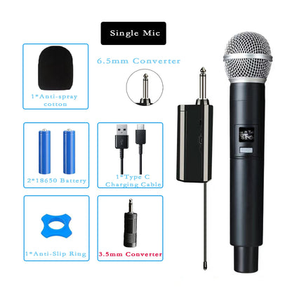 UHF Wireless Microphone Professional Receiver Transmitter System Universal Handheld Mic with Karaoke Business Meeting Microphone Leedoar