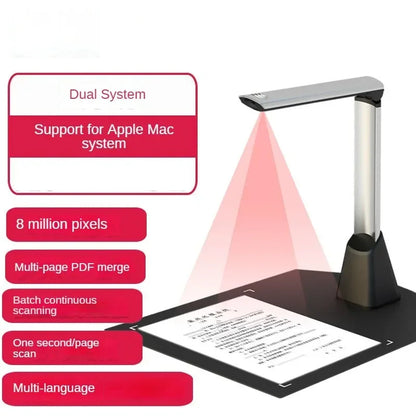 Scanner de documentos portátil 1300DPI Scanner de mesa plana A4 de alta velocidade com foco automático Formato Fotografia Scanner HD, fácil de usar