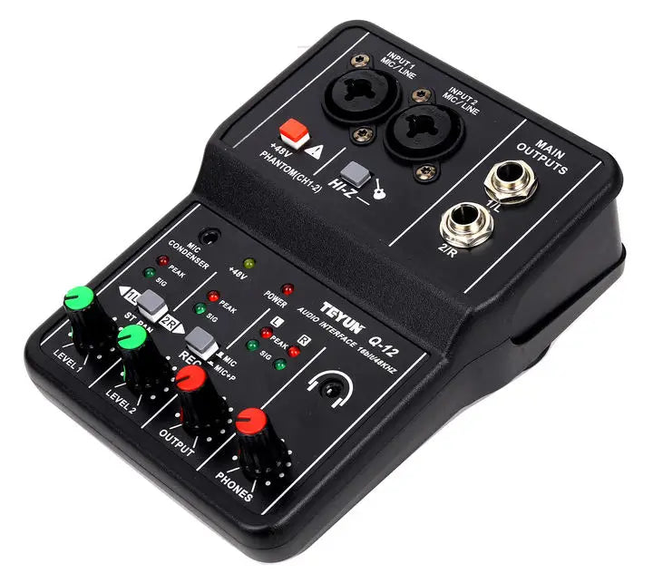 TEYUN Q-24 Q-22 Q-12 Professional Sound Card Audio Mixer Channel Monitoring Electric Guitar Live Recording For Studio Singing Leedoar