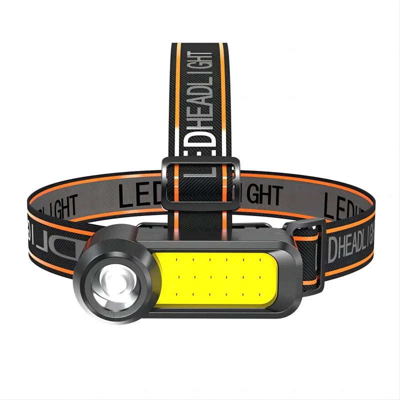 COB/LED Dual Light Source Camping Headlight High-Brightness High-Beam Outdoor Light Detachable Portable Charging Flashlight Leedoar