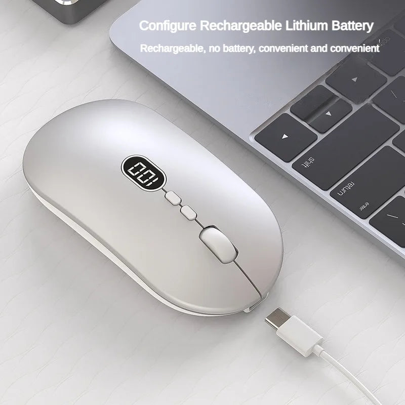 Ratón inalámbrico con cable de 2,4 G y modo dual X1 de 2400 ppp con pantalla de visualización de energía de 800 mAh recargable para computadoras portátiles, computadoras de oficina y juegos 