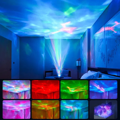 2 In 1 Led 3d Aurora Ceiling Bedroom Decor 7 Modes Natural Himalayan Crystal Salt Rock Galaxy Projector Star Night Light Lamp Leedoar