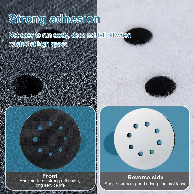 SEAMETAL 2pcs Interface Pad 5 Inch 8 Holes Hook and Loop Soft Sponge Cushion Buffer Pads for Sanding Disc 125mm Sander Pads Leedoar