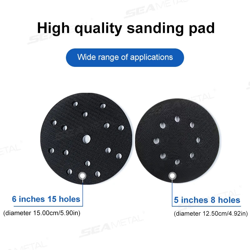 SEAMETAL 2pcs Interface Pad 5 Inch 8 Holes Hook and Loop Soft Sponge Cushion Buffer Pads for Sanding Disc 125mm Sander Pads Leedoar