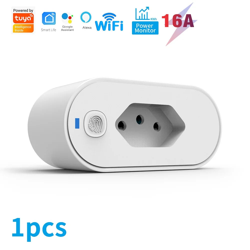 SIXWGH Tuya Wifi Socket Adaptador De Soquete Inteligente 16A Suporte Smart Life App control Alexa Google Home control vioce 