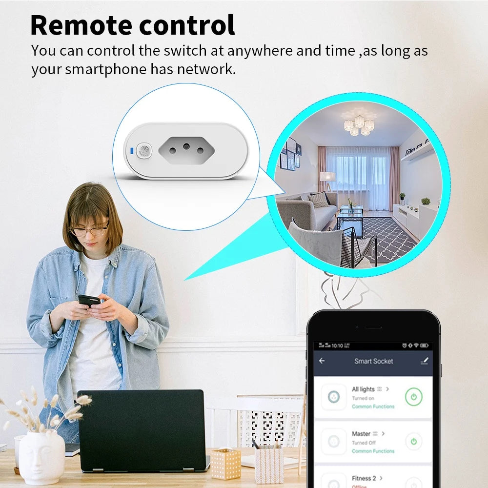 Sixwgh tuya wifi soquete adaptador de soquete inteligente 16a suporte vida inteligente controle app alexa google casa controle vioce 