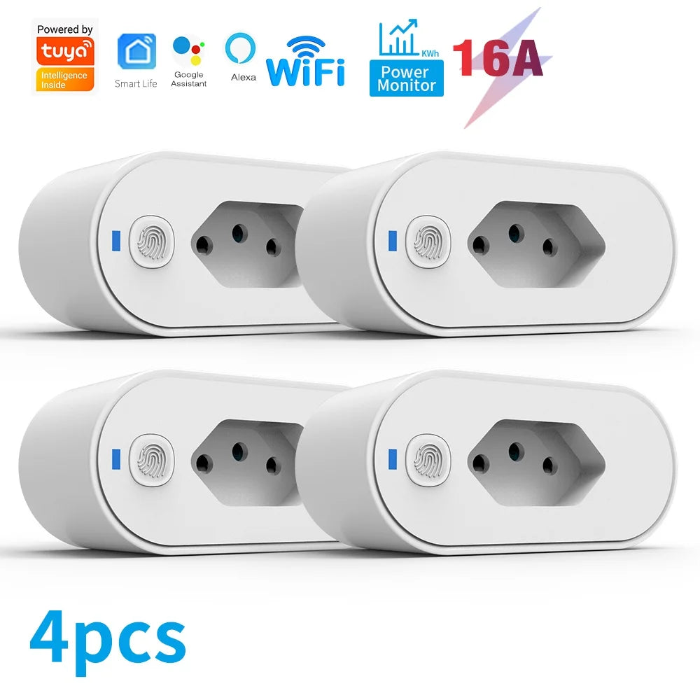 SIXWGH Tuya Wifi Socket Adaptador De Soquete Inteligente 16A Suporte Smart Life App control Alexa Google Home control vioce 