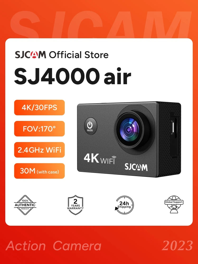 Câmera de ação aérea SJCAM SJ4000 com vídeo 4K 30M à prova d'água 2.4G WiFi Câmera esportiva Câmera de ação Câmera esportiva Bicicleta Motocicletas 