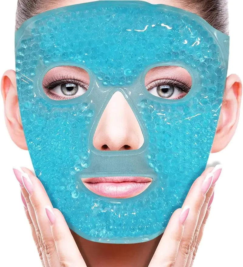 SPA Ice Cold and Hot Heat Full Face Eye Mask Sleeping Ice Pack Reduce Face Puff Dark Circles Gel Beads Compress for Woman Leedoar