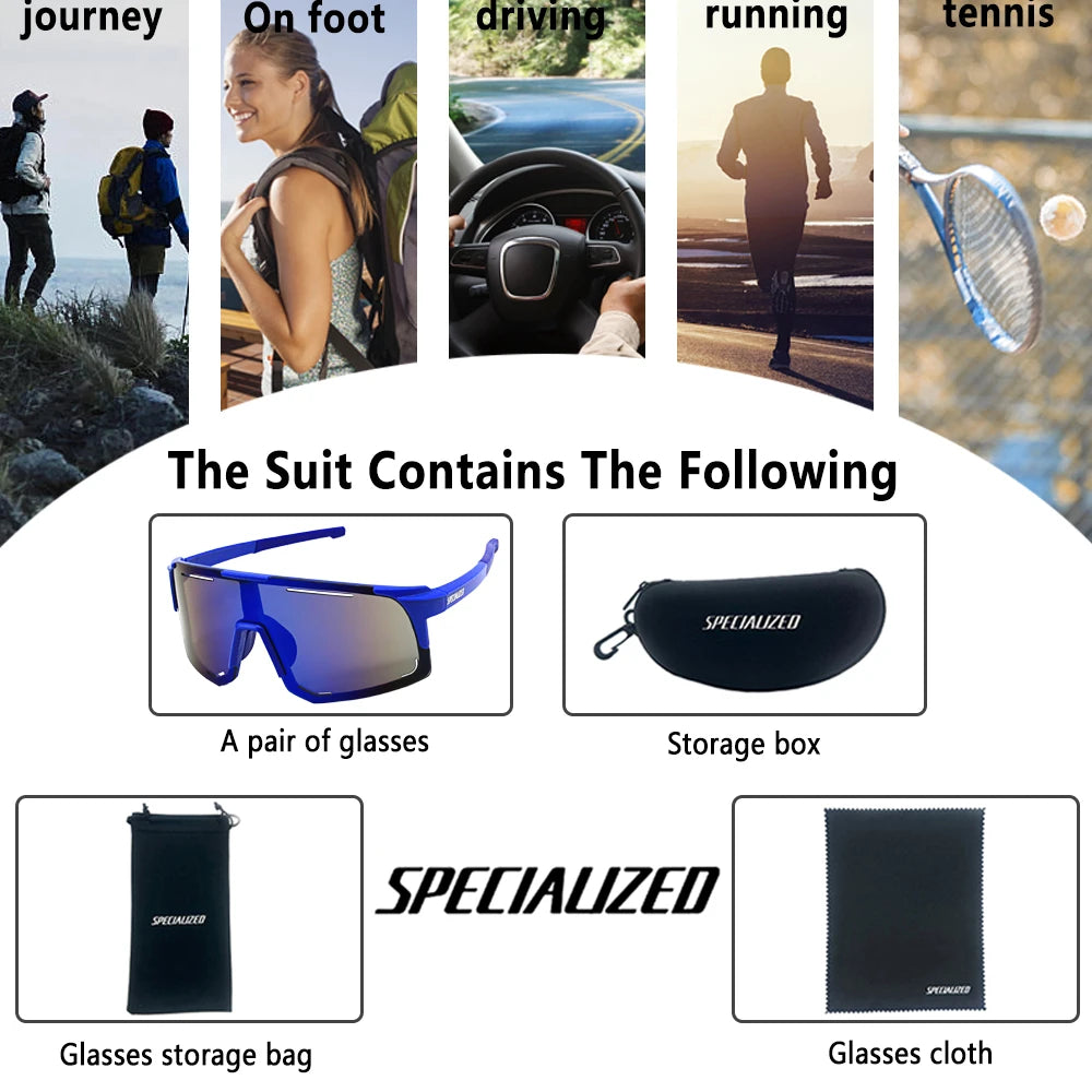 SPECIAUZED Cycling Sunglasses Men Women Mountain Bike Road Eyewear Bicycle Riding Outdoor Sports Glasses Hiking Goggles Leedoar