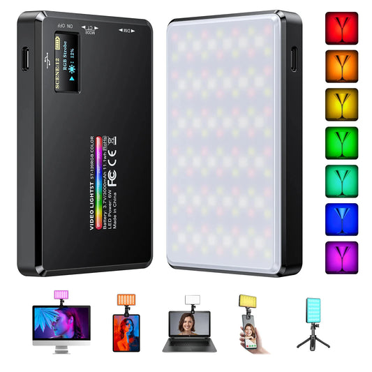 ST-120 RGB LED Câmera Luz Full Color Saída Kit Lâmpada de Vídeo Regulável 2500K-9000K Painel de Luz Bicolor 