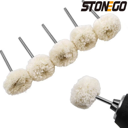 STONEGO 10PCS Wool Wheel Polishing Head with 3mm Shank for Buffing Polishing Jewelry Metals Rotary Tool Accessories Leedoar