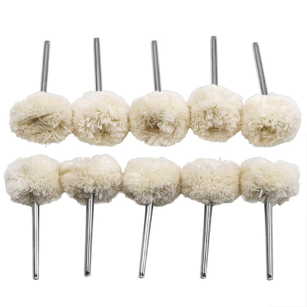 STONEGO 10PCS Wool Wheel Polishing Head with 3mm Shank for Buffing Polishing Jewelry Metals Rotary Tool Accessories Leedoar