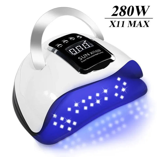 SUN X11 MAX Lâmpada de secagem de unhas profissional para manicure 280W Máquina de secagem de esmalte em gel com sensor automático Lâmpada de unha LED UV 