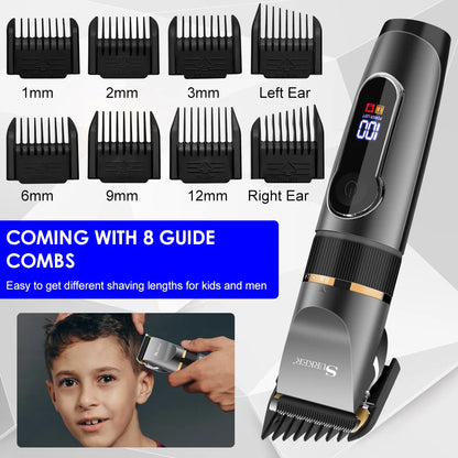 SURKER Professional Hair Clipper Ceramic Blade Male Hair Trimmer LED Display Haircut Machine USB charging Leedoar