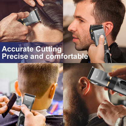 SURKER Professional Hair Clipper Ceramic Blade Male Hair Trimmer LED Display Haircut Machine USB charging Leedoar