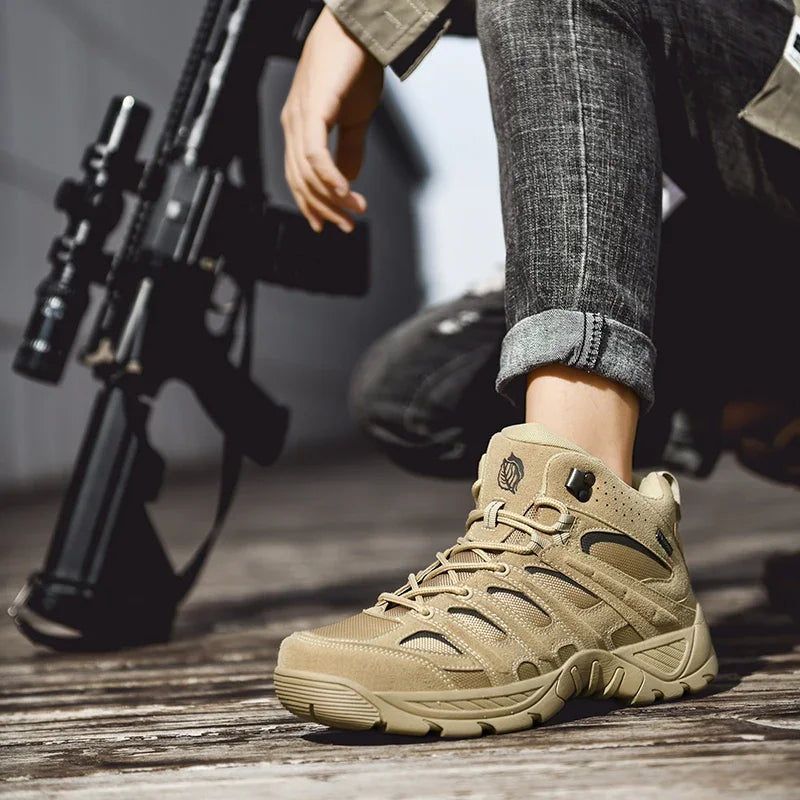 Summer Tactical Boots Men 2023 Breathable Military Shoes Combat Ankle Leather Army Boots For Men Outdoor Hunting New Arrivals Leedoar