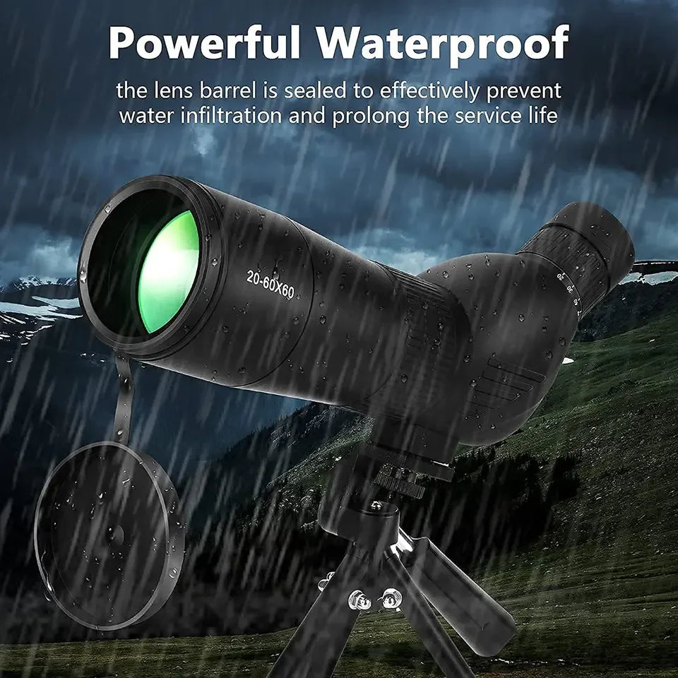 Telescópio monocular poderoso com zoom de 20-60X60 Bak4 Prism à prova d'água antiembaçante para acampamento, observação de pássaros, paisagem, escopo para envasamento para telefone