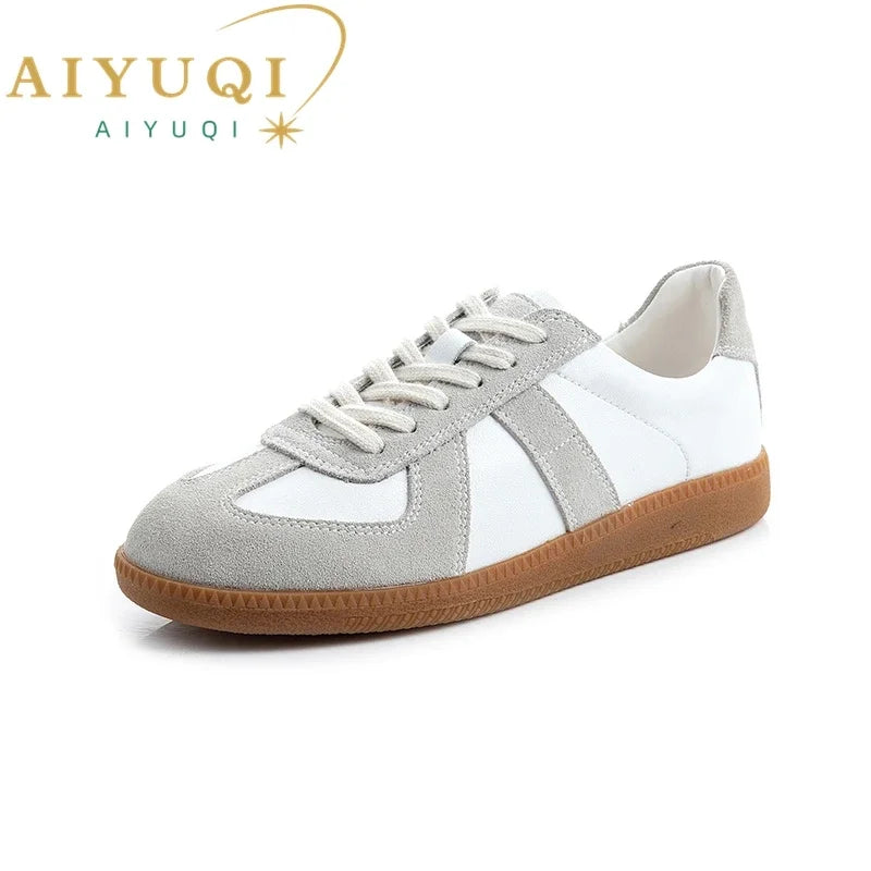 Women's Sneakers 2024 New Genuine Leather Ladies Moral Training Shoes Casual Spring Flat Shoes Women Leedoar