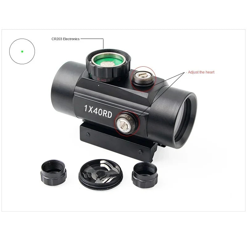 1x40 Tactical riflescope Hunting Holographic Red Green Dot Sight Airsoft Dot Sight Scope 11mm 20mm Rail Mount Collimator Sight Leedoar