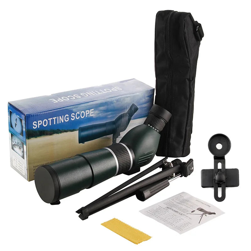 Telescopio monocular potente con zoom Bak4 de 20-60 x 60, prisma impermeable y antivaho, para acampada, observación de aves, paisajes, telescopio para teléfono