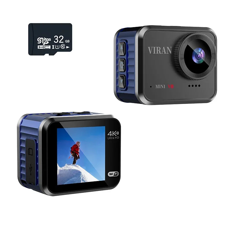 4K 60FPS Wifi HD Portable Mini Action Camera Remote View 1.54 Inch Screen 160° Wide Angle Sports Video Recorder lP68 Waterproof Leedoar