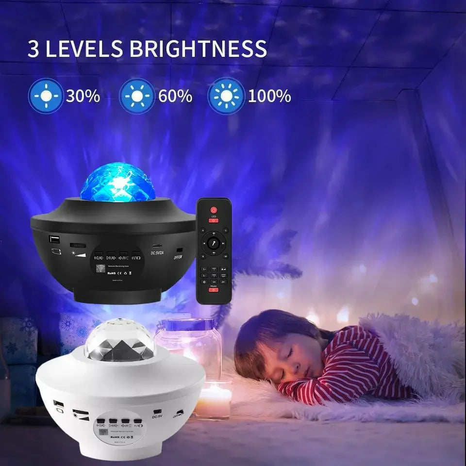 LED Star Projector Night Light Galaxy sound equipment Starry Night Lamp Ocean Wave Projector With Music Speaker Remote Contro Leedoar