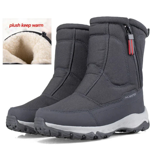 Men Boots 2023 Winter Shoes For Men Warm Snow Boots Mid-calf Men Warm Shoes Thick Plush Winter Boots For Men Women Cotton Shoes Leedoar