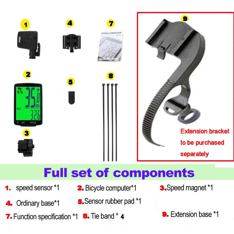 Bicycle Computer Wireless Multifunction Speedometer Waterproof Belt Temperature Long Bright Night Light Anti-dry Worry Leedoar