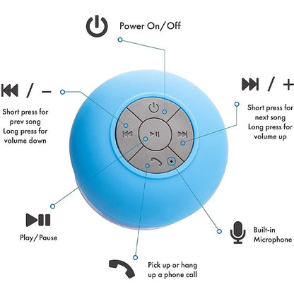 BTS-06 Mini alto-falante Bluetooth portátil sem fio à prova d'água com som de música e água para carro, resistente a ruídos, banheiro, chuveiro, barra